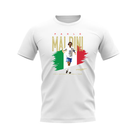 Paolo Maldini Italy Football Celebration T-Shirt (White)_0