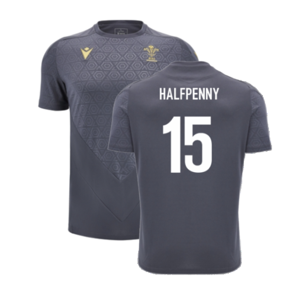 2024-2025 Wales Rugby Training Poly Shirt (Anthracite) (Halfpenny 15)_2