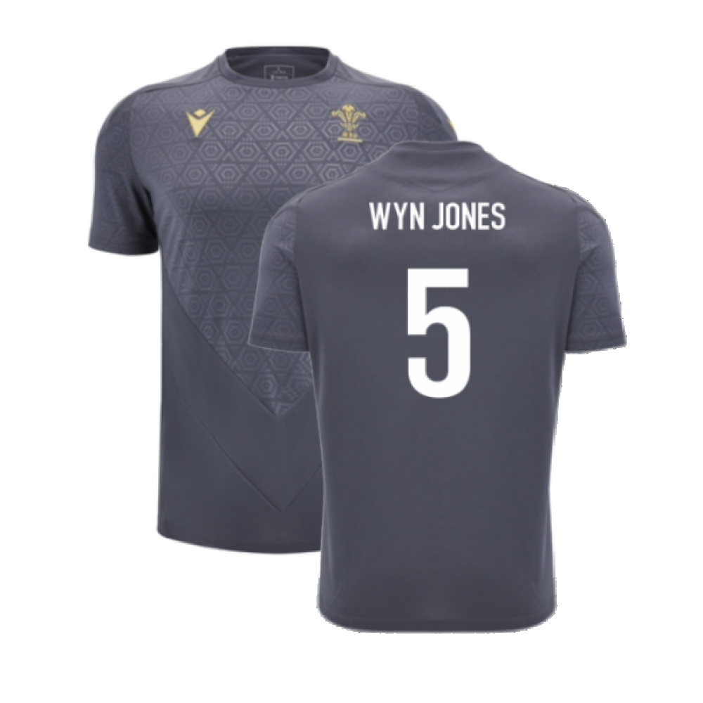 2024-2025 Wales Rugby Training Poly Shirt (Anthracite) (Wyn Jones 5)_2