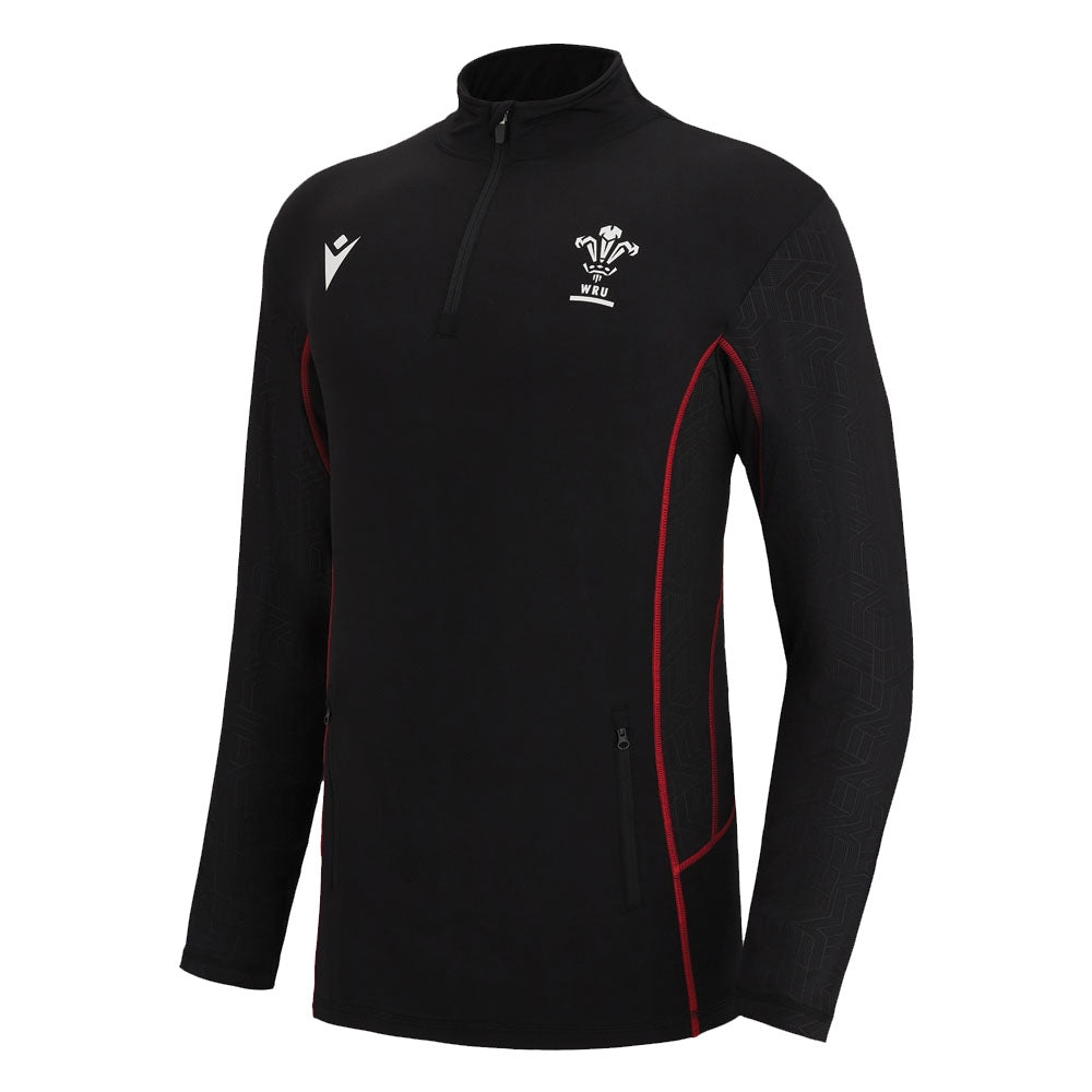 2022-2023 Wales Rugby Travel 1/4 Zip Softshell (Black)_0
