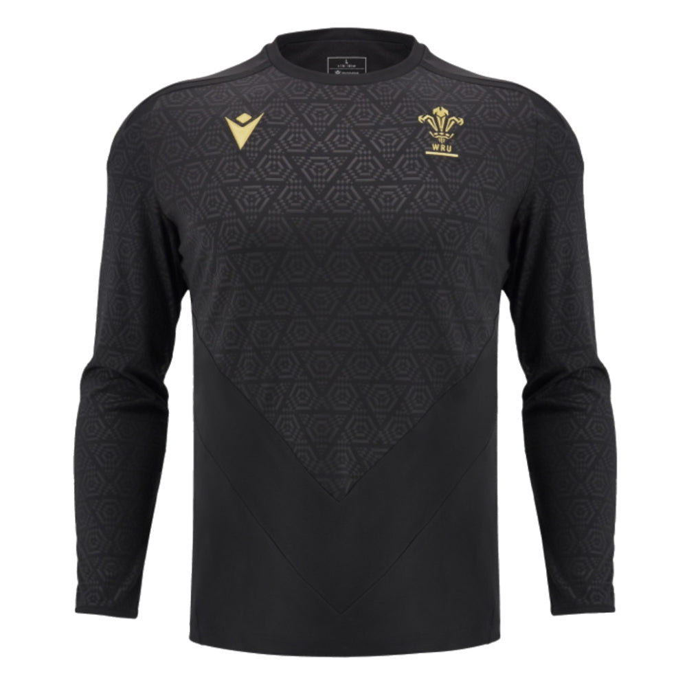 2024-2025 Wales Rugby LS Poly Training Shirt (Black)_1