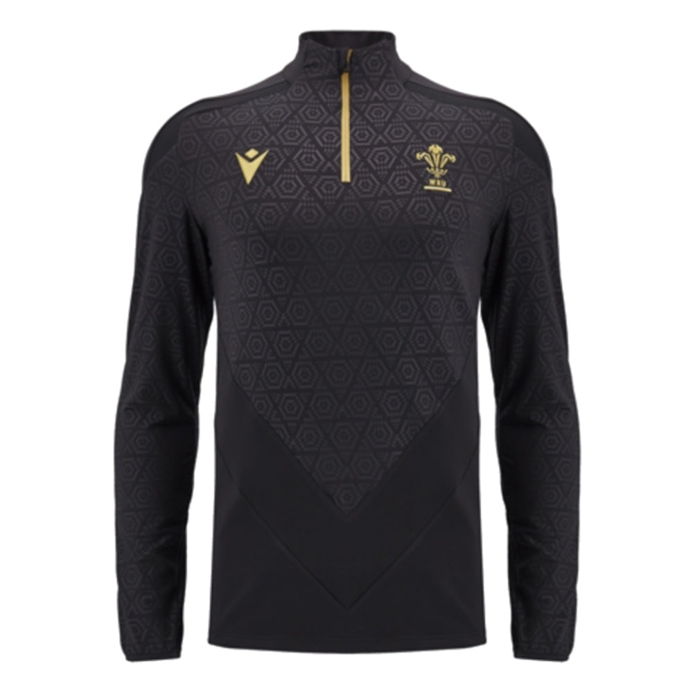 2024-2025 Wales Rugby Training 1/4 Zip Top (Black)_1