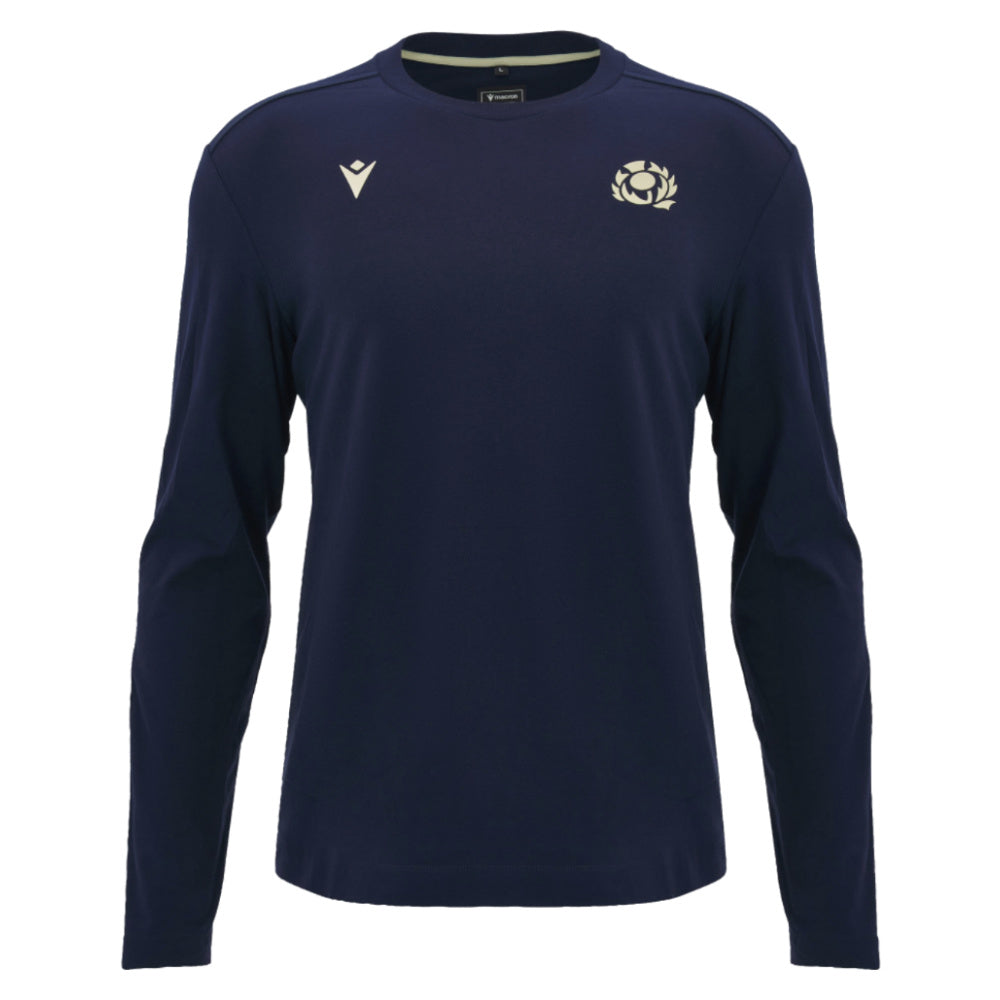 2026-2027 Scotland Rugby Ath LS Cotton Tee (Navy) (Your Name)_2