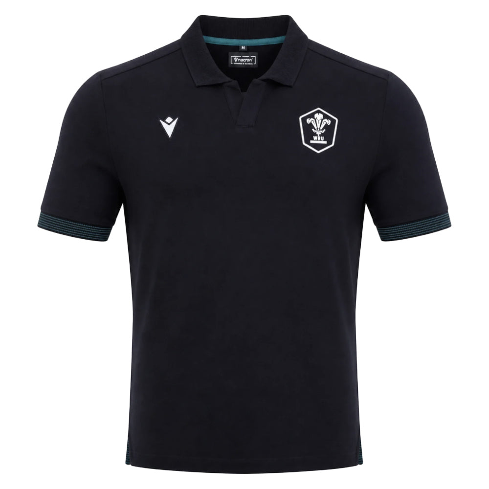 2026-2027 Wales WRU Rugby Travel Cotton Polo (Black) - Kids_0