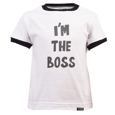 Kids I'm The Boss - White/Black Ringer_0