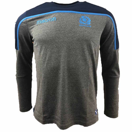 2018-2019 Scotland Macron Rugby Long Sleeve Travel Polycotton T-Shirt (Charcoal)_1