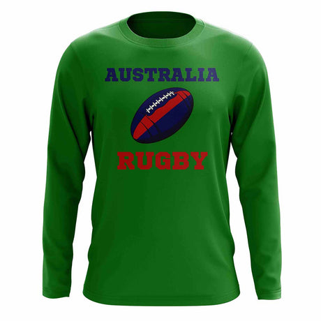Australia Rugby Ball Long Sleeve Tee (Green)_1