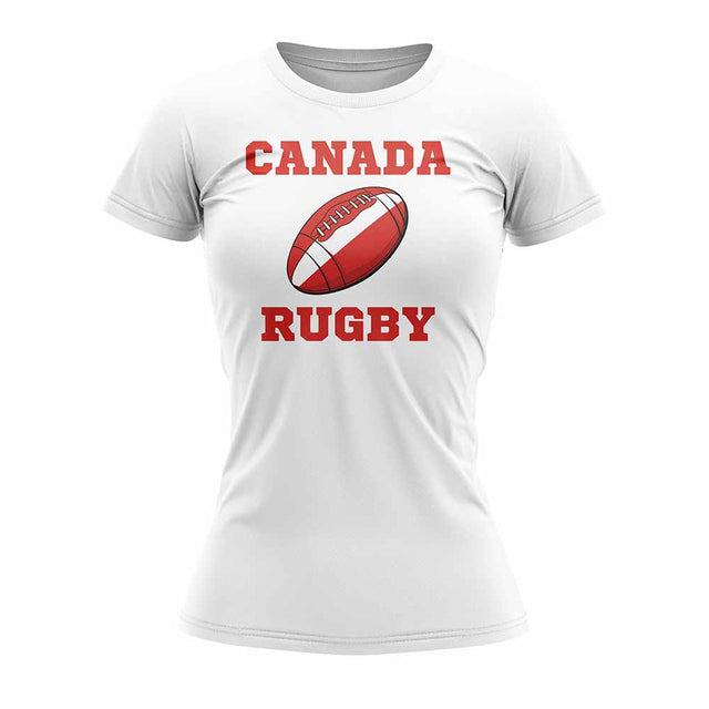 Canada Rugby Ball T-Shirt  (White)  - Ladies_1