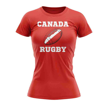 Canada Rugby Ball T-Shirt  (Red) - Ladies_1