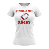 England Rugby Ball T-Shirt (White)  - Ladies_1