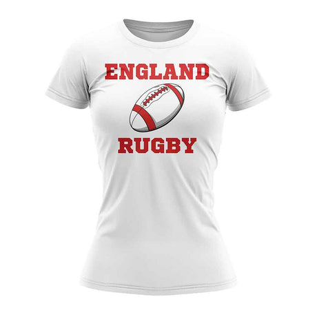 England Rugby Ball T-Shirt (White)  - Ladies_1