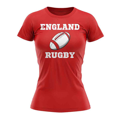 England Rugby Ball T-Shirt (Red) - Ladies_1