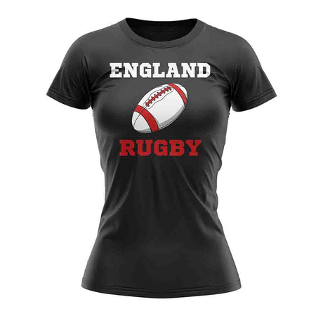 England Rugby Ball T-Shirt (Black) - Ladies_1