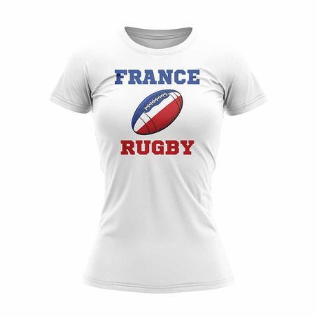 France Rugby Ball T-Shirt (White)  - Ladies_1