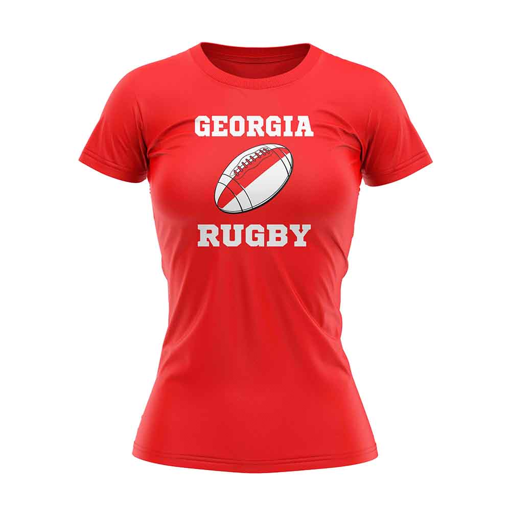 Georgia Rugby Ball T-Shirt (Red) - Ladies_1