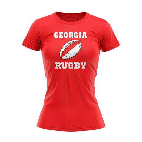 Georgia Rugby Ball T-Shirt (Red) - Ladies_1