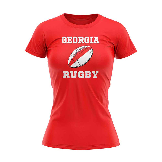 Georgia Rugby Ball T-Shirt (Red) - Ladies_1