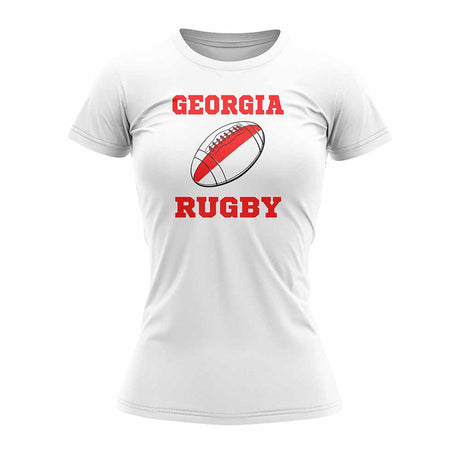 Georgia Rugby Ball T-Shirt (White)  - Ladies_1