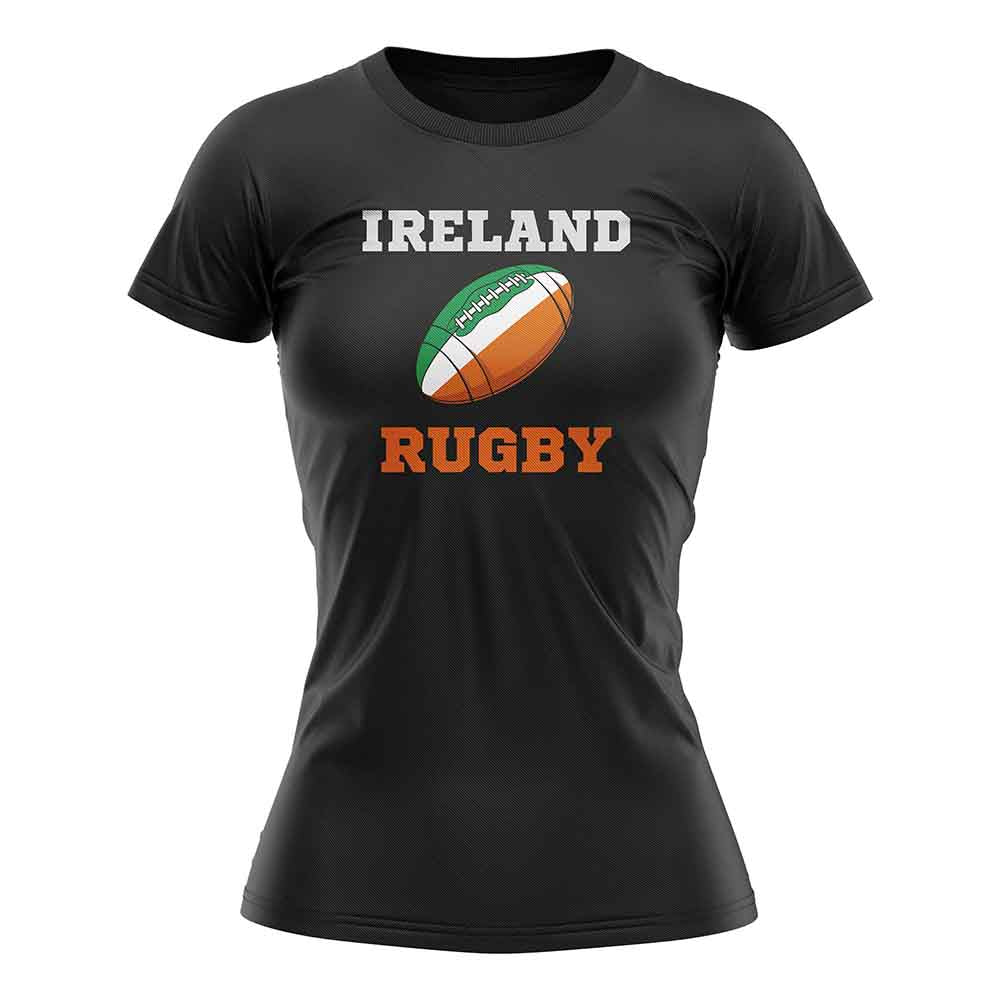 Ireland Rugby Ball T-Shirt (Black) - Ladies_1