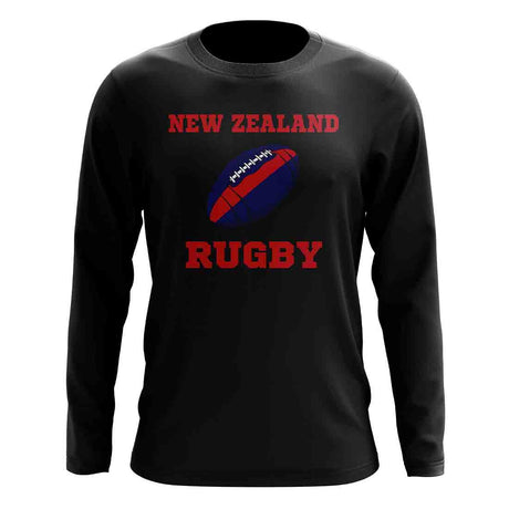 New Zealand Rugby Ball Long Sleeve Tee (Black)_1