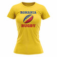 Romania Rugby Ball T-Shirt (Yellow) - Ladies_1