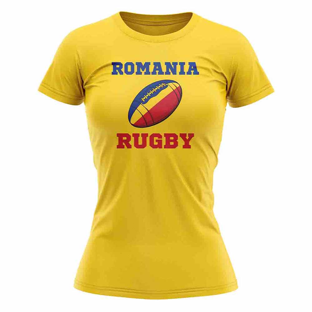 Romania Rugby Ball T-Shirt (Yellow) - Ladies_1