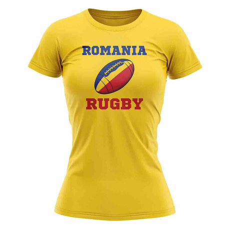 Romania Rugby Ball T-Shirt (Yellow) - Ladies_1
