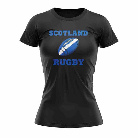 Scotland Rugby Ball T-Shirt (Black) - Ladies_1