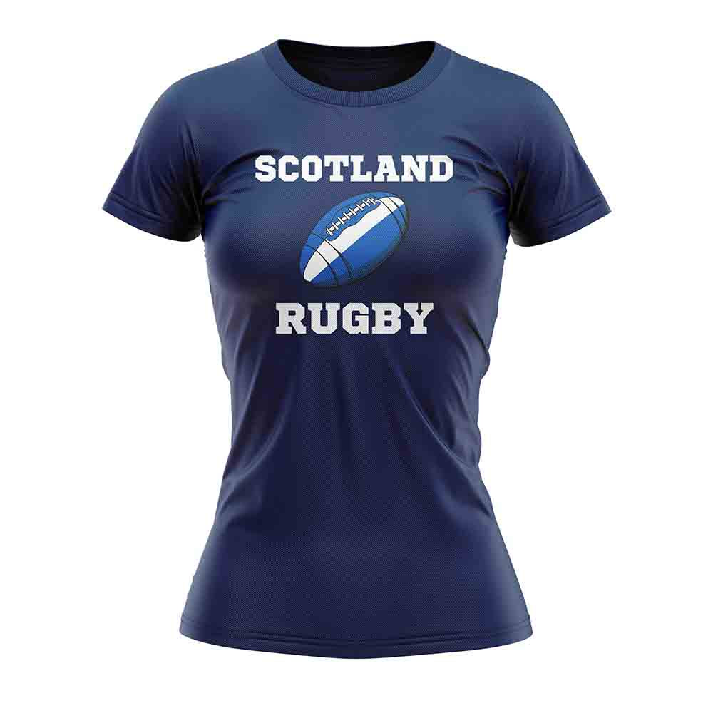 Scotland Rugby Ball T-Shirt (Navy) - Ladies_1