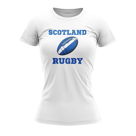 Scotland Rugby Ball T-Shirt (White) - Ladies_1