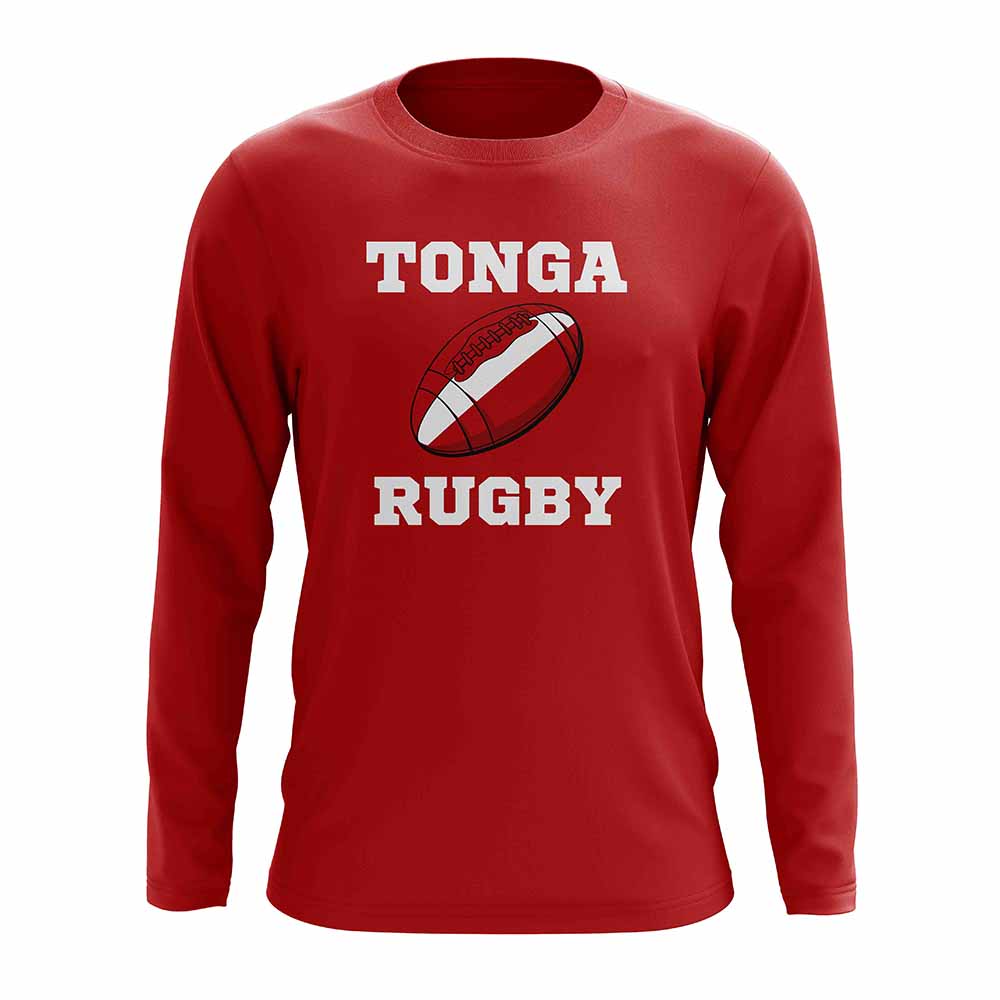 Tonga Rugby Ball Long Sleeve Tee (Red)_1