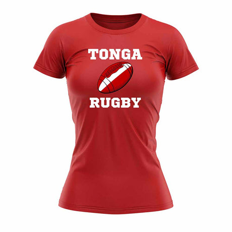 Tonga Rugby Ball T-Shirt (Red) - Ladies_1