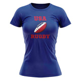 USA Rugby Ball T-Shirt (Blue) - Ladies_1