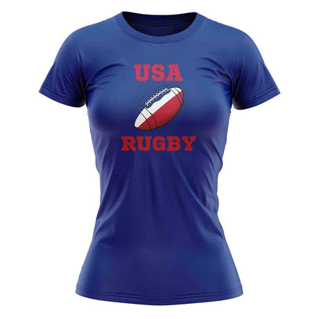 USA Rugby Ball T-Shirt (Blue) - Ladies_1