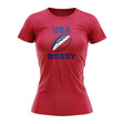 USA Rugby Ball T-Shirt (Red) - Ladies_1