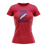 USA Rugby Ball T-Shirt (Red) - Ladies_1