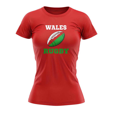 Wales Rugby Ball T-Shirt (Red) - Ladies_1