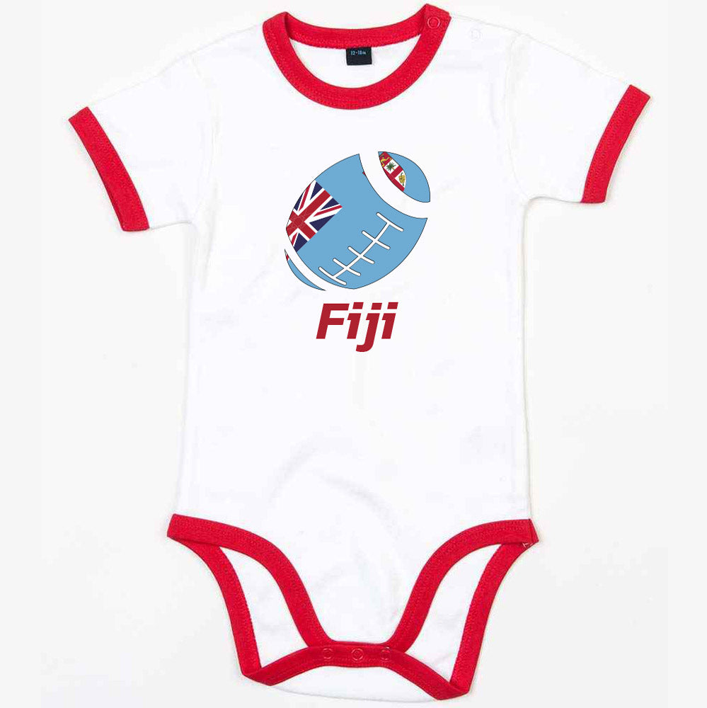 Fiji Rugby Ringer Bodysuit - White/Red (Baby)_0