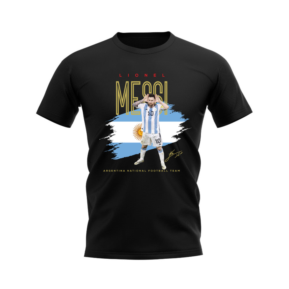 Lionel Messi Argentina Football Celebration T-Shirt (Black)_0
