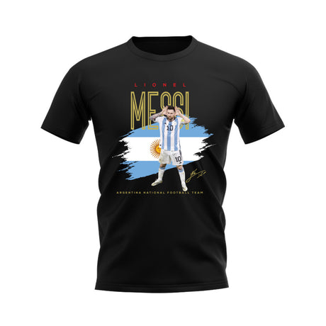 Lionel Messi Argentina Football Celebration T-Shirt (Black)_0
