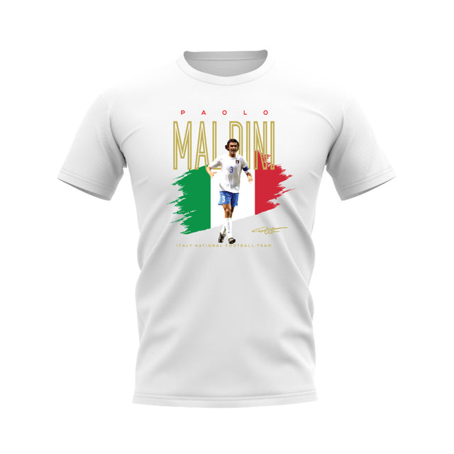 Paolo Maldini Italy Football Celebration T-Shirt (White)_0