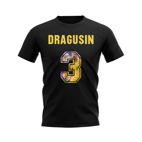 Radu Dragusin Name And Number Romania T-Shirt (Black)_0