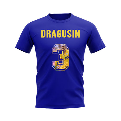Radu Dragusin Name And Number Romania T-Shirt (Blue)_0