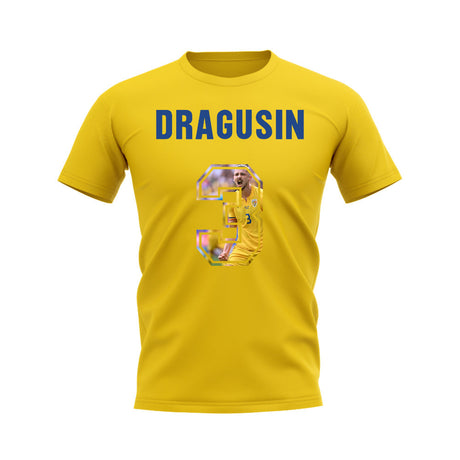 Radu Dragusin Name And Number Romania T-Shirt (Yellow)_0