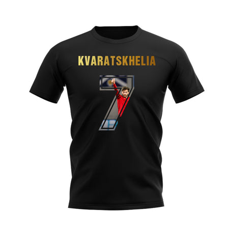 Khvicha Kvaratskhelia Name And Number Georgia T-Shirt (Black)_0