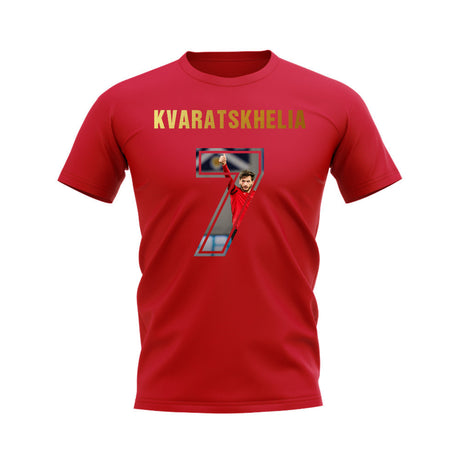 Khvicha Kvaratskhelia Name And Number Georgia T-Shirt (Red)_0