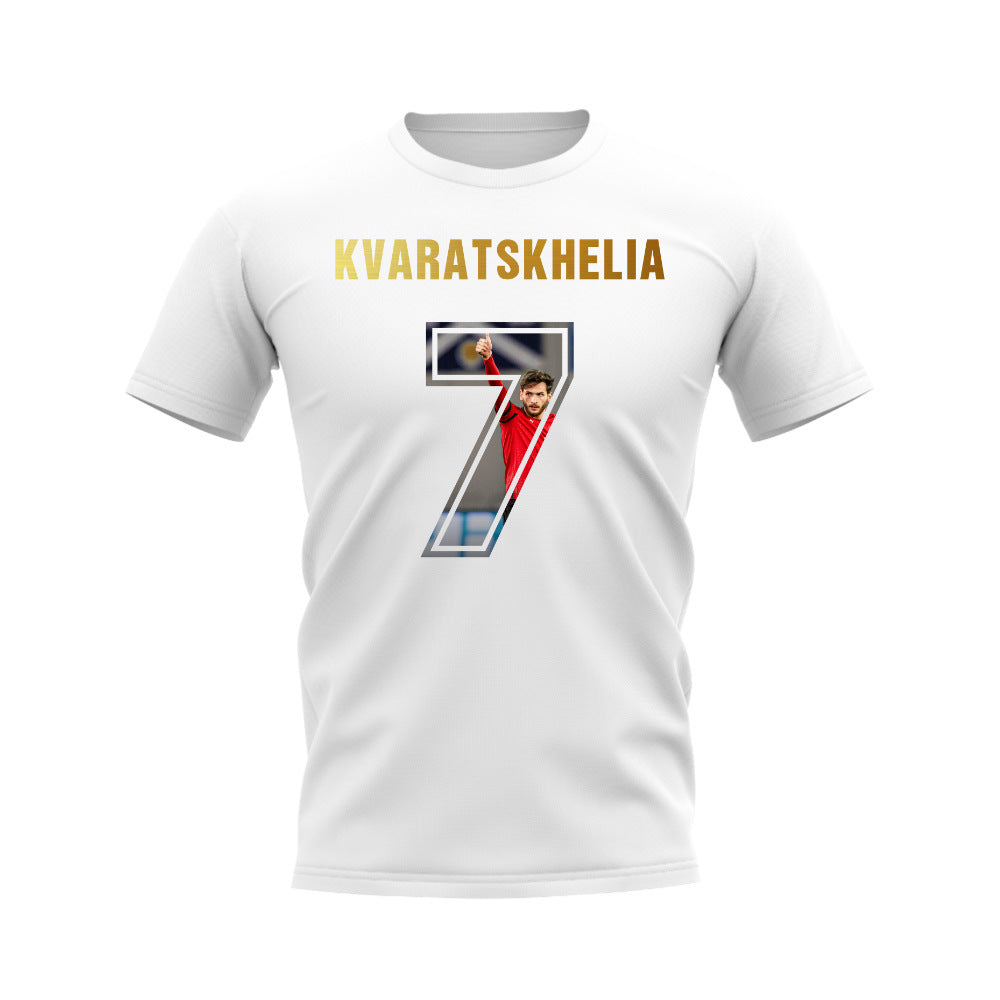 Khvicha Kvaratskhelia Name And Number Georgia T-Shirt (White)_0