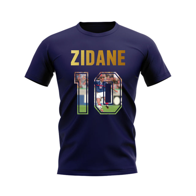 Zinedine Zidane Name And Number France T-Shirt (Navy)_0