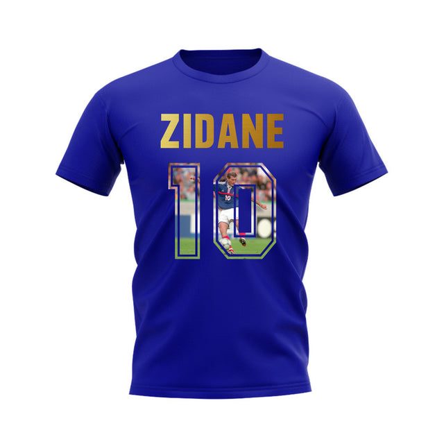 Zinedine Zidane Name And Number France T-Shirt (Blue)_0