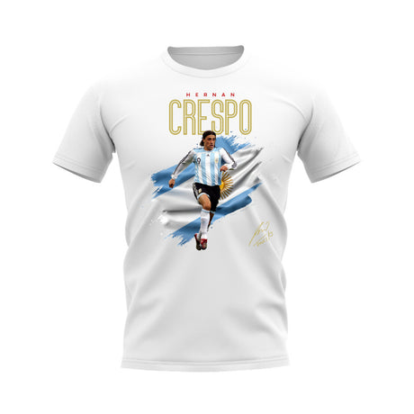 Hernan Crespo Argentina Flag T-Shirt (White)_0